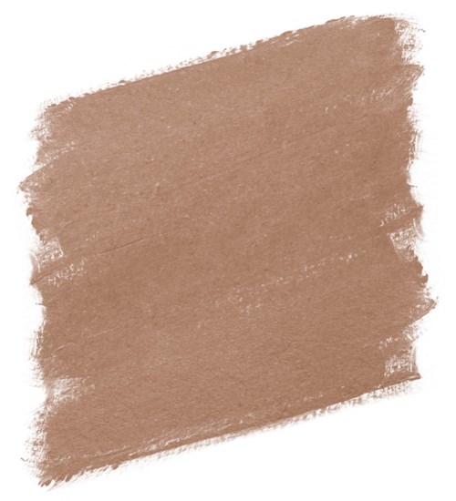 A brown textured paint stroke on a white background.