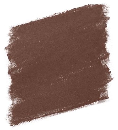 A broad, uneven brown brush stroke on a white background.