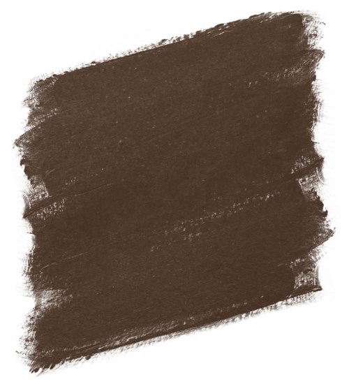 A broad, dark brown brush stroke on a white background. No other elements or details are visible.
