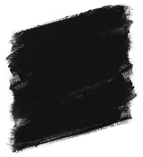 Black paint stroke with rough, uneven edges on a white background.
