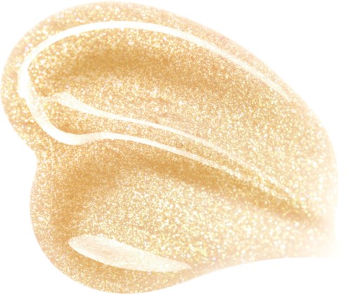 Golden, glittery shell shape with smooth curves and a shiny, speckled surface.
