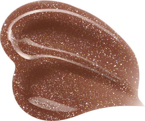 Brown chocolate with white sparkles and a drizzle pattern on top.