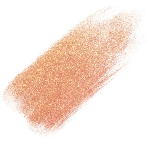 A large, orange and gold textured brush stroke on a white background.