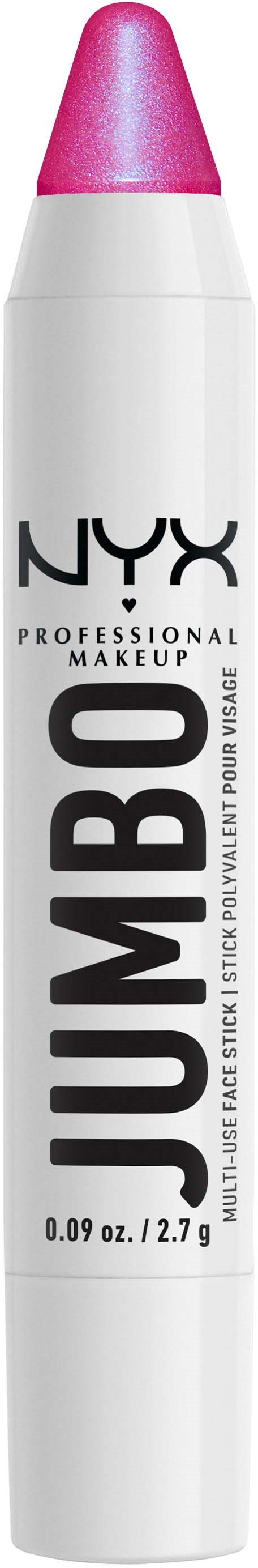 En vit kosmetikpenna med rosa spets, märkt NYX Professional Makeup Jumbo, 0,09 oz.