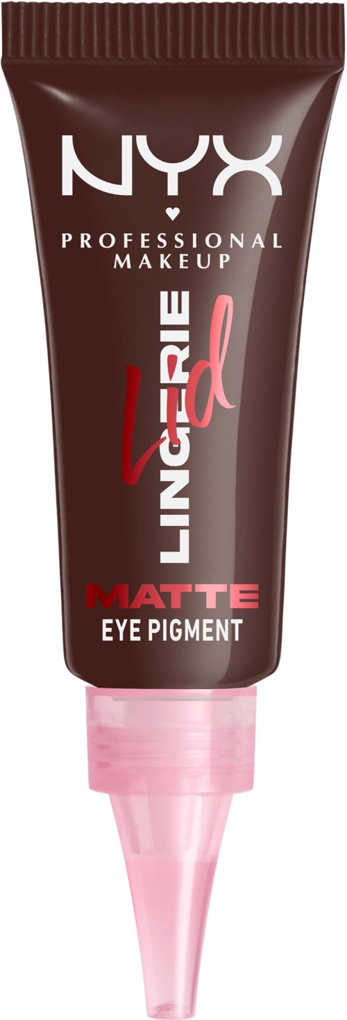 NYX eyeliner i svart förpackning med rosa lock, märkt som matt ögonfärg.