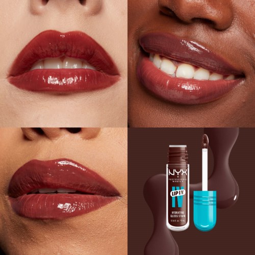 Lippenstift en lipgloss worden aangebracht op verschillende lippen, tonen glanzende, gedurfde en natuurlijke liplooks.