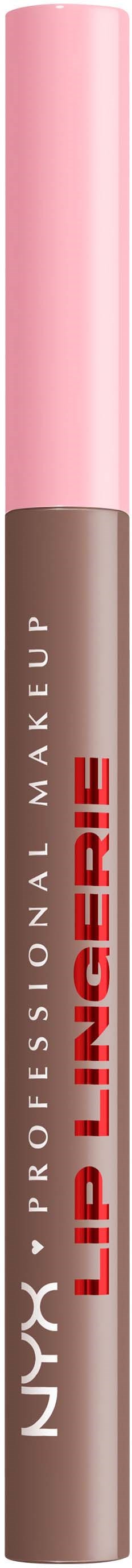 A lip liner pencil with a pink cap and brown body, labeled NYX Professional Makeup Lip Linerie.