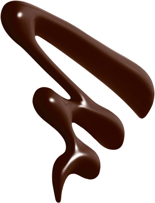 Eine dunkle Schokoladenform mit glatten, runden Kurven, die eine abstrakte oder künstlerische Form ähnelt.