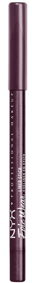 A purple lip liner pencil with white text, standing vertically. It is a NYX Professional Makeup product.