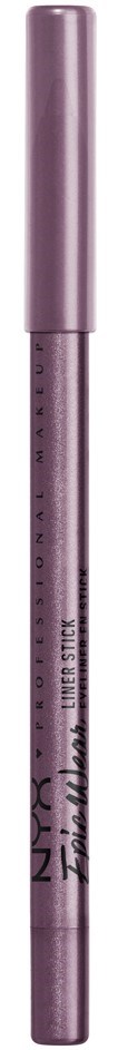 A purple lipstick with a transparent bottom, showing the shade inside, and a silver cap.