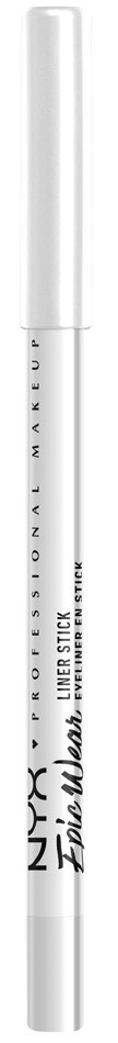 A white eyeliner pen with black text, labeled NYX Professional Makeup, displayed vertically.