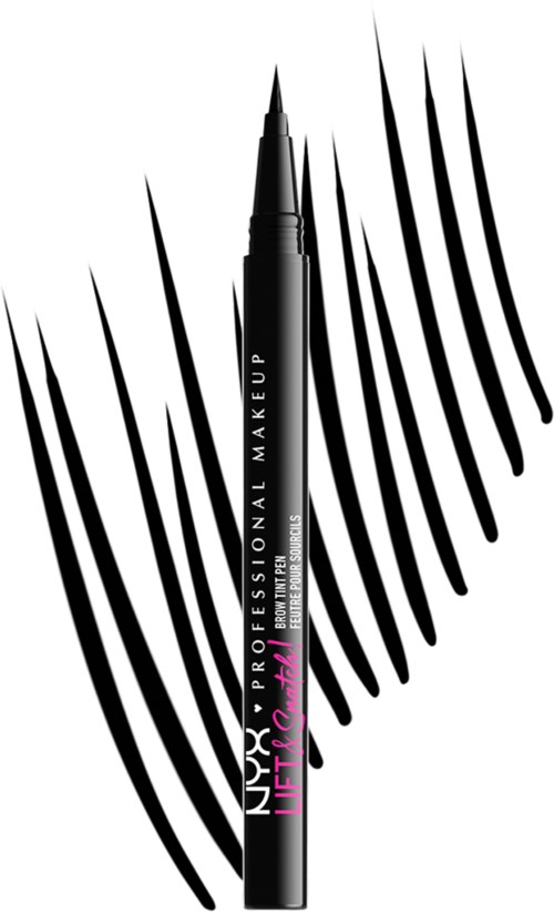 Lipstick pen with black and pink design, labeled 'NYX PROFESSIONAL MAKEUP'.