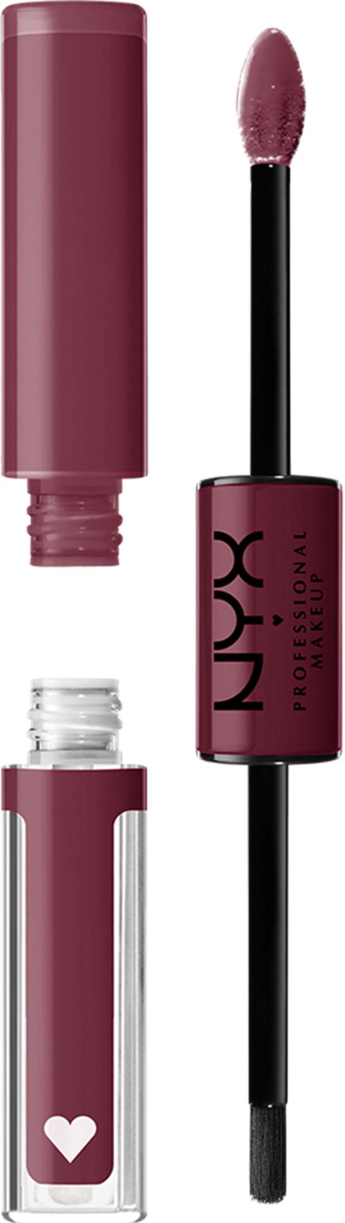 A Liquid Lipstick with a pinkish shade, open container showing a doe-foot applicator, and a small heart symbol on the tube.