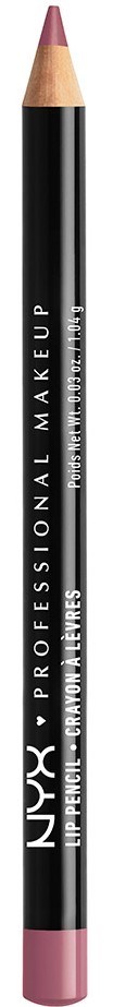 Ein schwarzer Eyeliner-Stift mit pinken Spitzen, gekennzeichnet NYX Professional Makeup, mit weißem Text an der Seite.