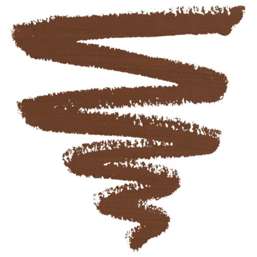 Ein brauner spiralförmiger Pinselstrich auf weißem Hintergrund.