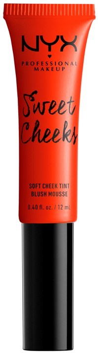 En liten rød tube fra NYX Sweet Cheek Soft Cheek Tint Blush Mousse med svart lokk.
