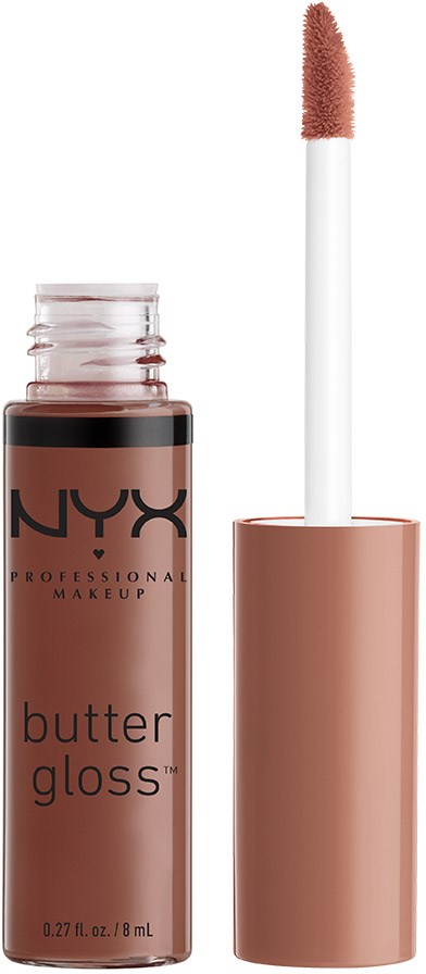 NYX Butter Gloss Lipgloss mit Applikatorschwämmchen in rosa Farbton.