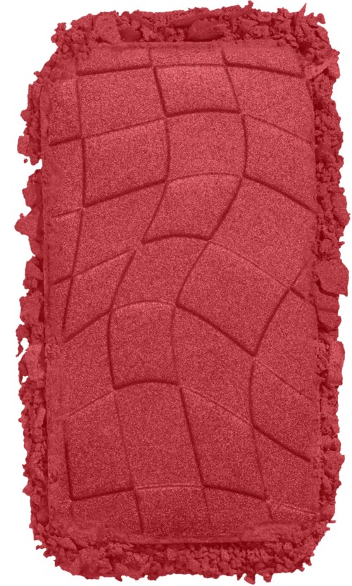 Red textured facial scrub with uneven, cracked surface and a rectangle shape.