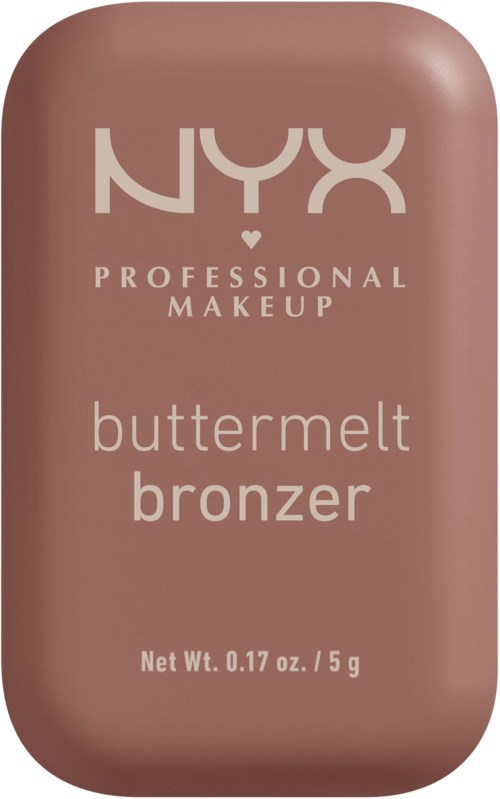 Een klein, bruin make-upproduct met de tekst 'BUTTERMOLT BRONZER' van NYX, voor een gebruinde huid.