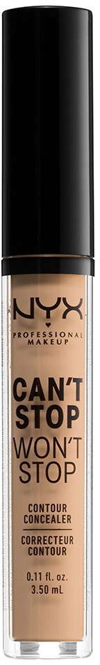 En tub med NYX contour-ansiktsconcealer med svart lock och beige vätska inuti.