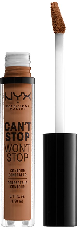 En NYX concealercylinder med påføringspinsel og svart hette.