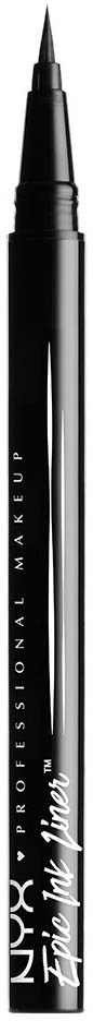 Das ist ein schwarzer Eyeliner-Stift mit weißer Aufschrift, für professionelles Make-up.
