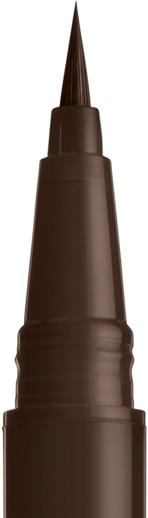 A brown liquid eyeliner pen with a pointed tip for precise application.
