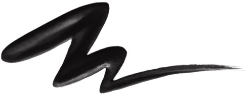 A black, abstract shape with a thick, curved stroke on a white background.
