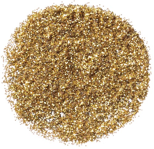 En stor hög av glänsande, guldglitter. De glittrar och är tätt packade.