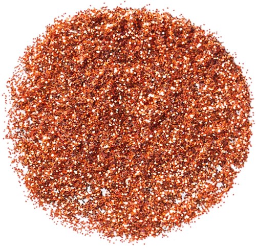 En rund hög av glittriga, orangebruna partiklar. Glittrande och tätspackad med en glittrande yta.
