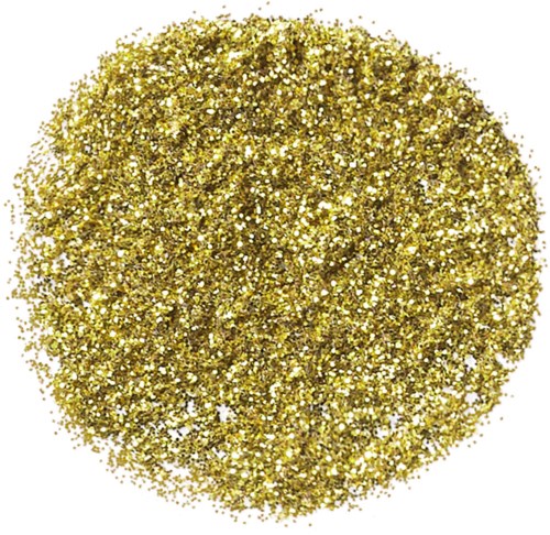 Eine große Menge Goldglitzer funkelt hell, glänzend und strukturiert, mit runder Form und lebendigem Goldton.
