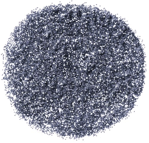 En rund hög av svart och vitt glitter, glänsande och glittrande. Det ser ut som små små stjärnor eller glimmer.
