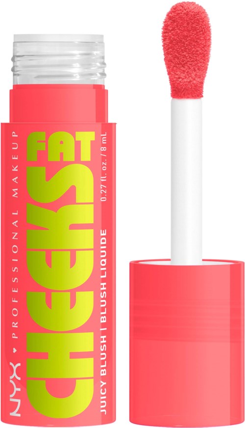 Lipgloss tube met een rode applicator en felgroene en roze label.