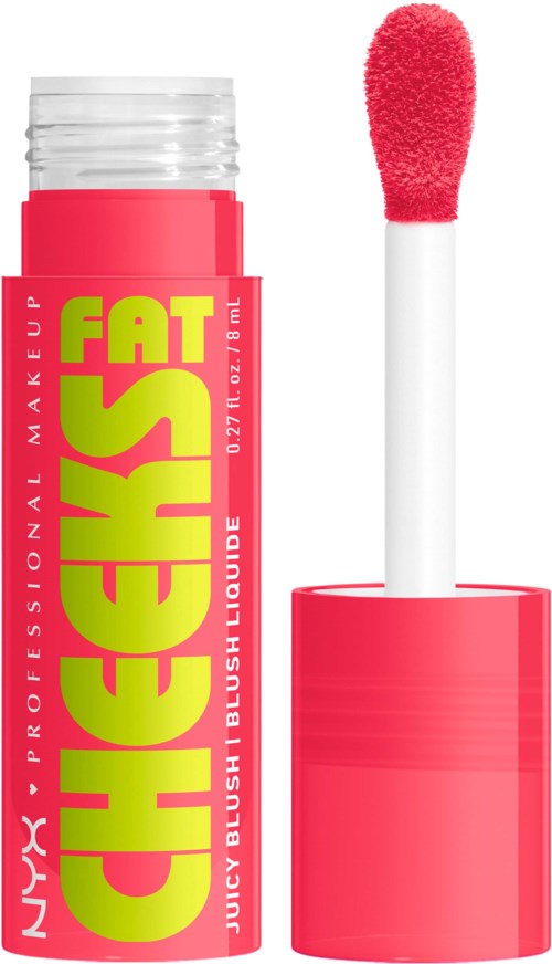 Läppglans med en röd, fluffig applicator och en ljusrosa tub märkt 'NYX PROFESSIONAL MAKEUP'.