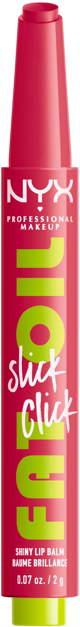 NYX lip balm stick in pink with white and green text, labeled 'FAR FIX.'