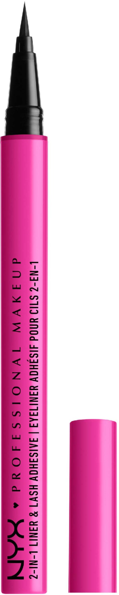 A pink NYX makeup marker with a long black tip and a matching pink cap.