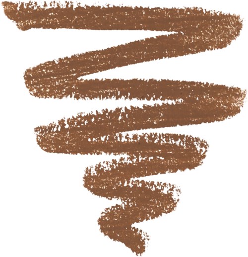 A brown spiral or swirl made with textured, brush-like strokes on a white background.