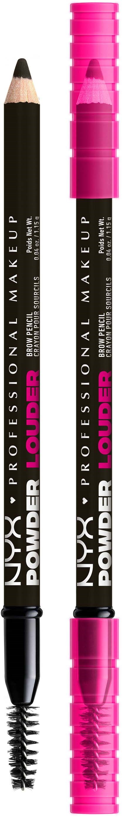 Ein schwarzer Augenbrauenstift und ein pinker Augenbrauenmarker mit strukturierten Griffen.