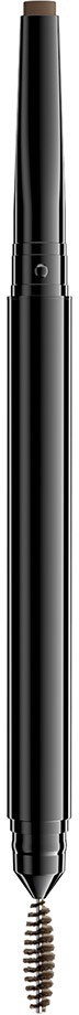 A black pen with a brown tip, designed for drawing or writing, with a fine spiral nib at the tip.