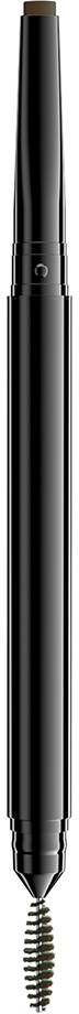 This is a black eyebrow pencil with a spoolie brush on one end for grooming eyebrows.