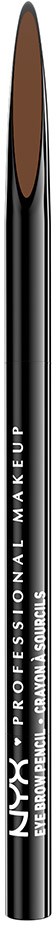 A makeup brush with a black handle and brown bristles, labeled NYX PROFESSIONAL MAKEUP.