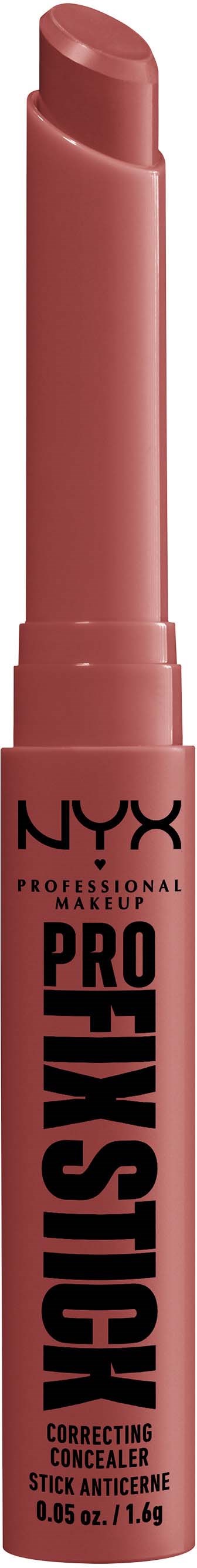 Ein NYX Lippenstift in Rosa mit der Aufschrift "Pro Fessional" und "Concealer" zur Hautkorrektur.