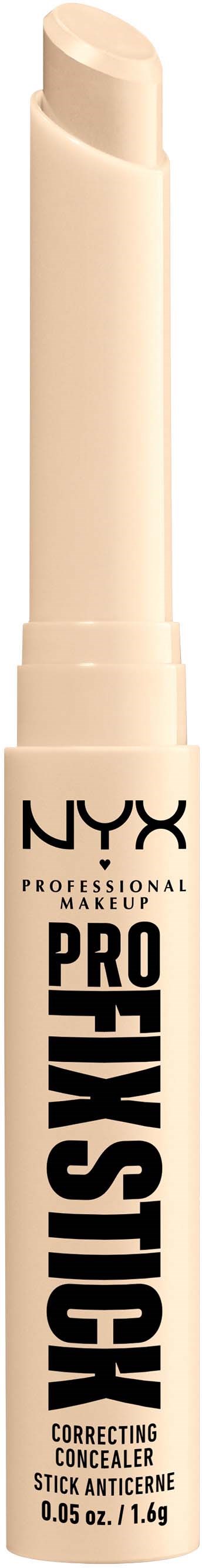 Ein beiger Stick mit Drehkappe, beschriftet als NYX Professional Makeup Pro Seto Stick zur Hautkorrektur.
