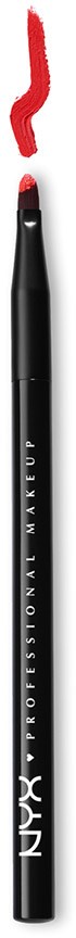 A black makeup pencil with a red smudged color at the tip and the words 'NXY PROFESSIONAL MAKEUP' on it.