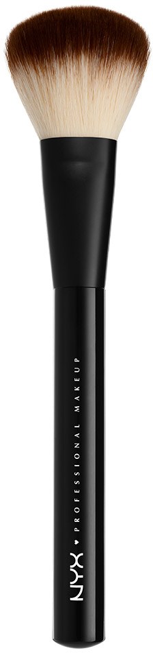 Make-upkwast met zwarte handvat en zachte, pluizige haren, gelabeld NYX Professional Makeup.