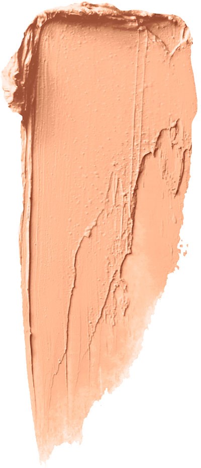 A smear of peach-colored makeup or cosmetic cream spread on a white background.