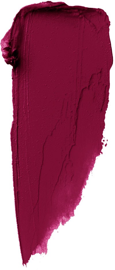 Ein kräftiger, dunkler pink Lipgloss-Strich auf weißem Hintergrund.