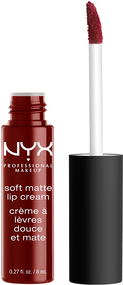 Roter NYX Lippencreme mit Applikatorspike, als Soft Matte Lip Cream gekennzeichnet.