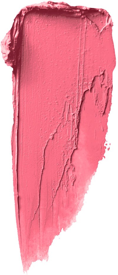 Eine Spur von rosa Lippenstift oder Lipgloss auf einer weißen Oberfläche, ungleichmäßig in Textur und Flecken.