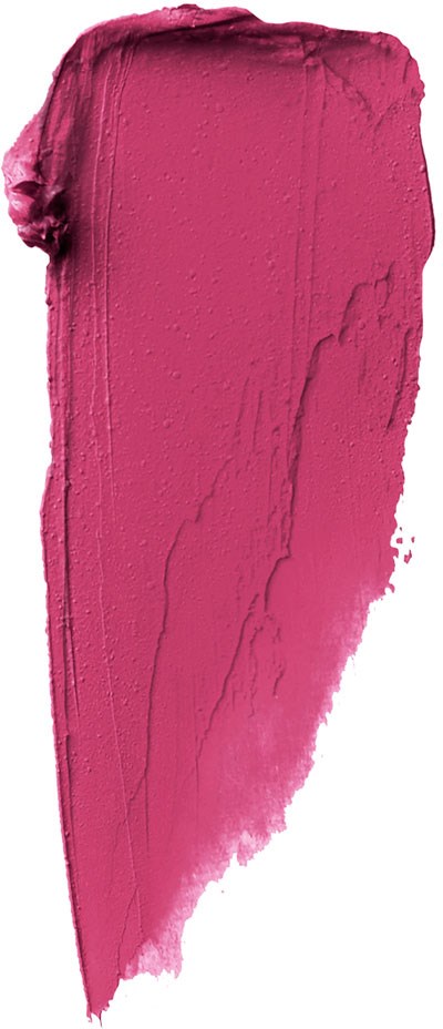 Ein dicker, pinker Lippenstiftstrich auf weißem Hintergrund.